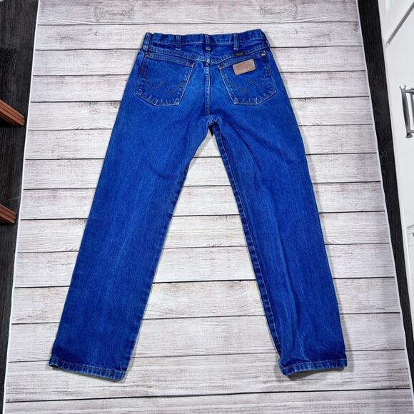 Wrangler Men's 30 Cowboy Cut Fit Denim Blue Jeans Hemmed to 28 1/2" - Picture 4 of 10